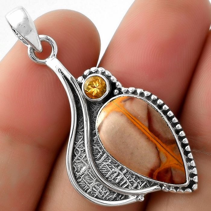 Natural Noreena Jasper & Citrine Pendant SDP109639 P-1467, 11x18 mm