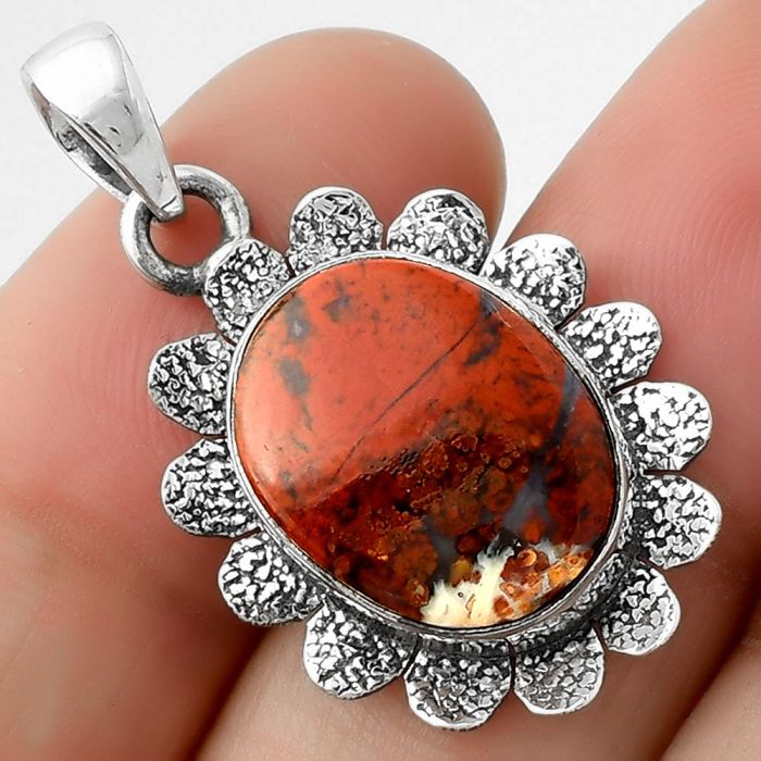 Natural Red Moss Agate Pendant SDP109674 P-1205, 13x17 mm