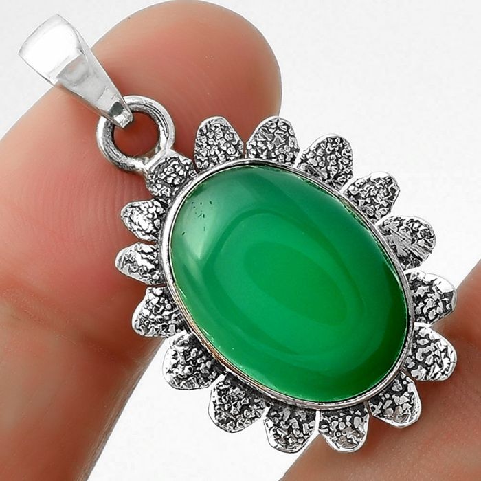 Natural Green Onyx Pendant SDP109677 P-1205, 13x18 mm