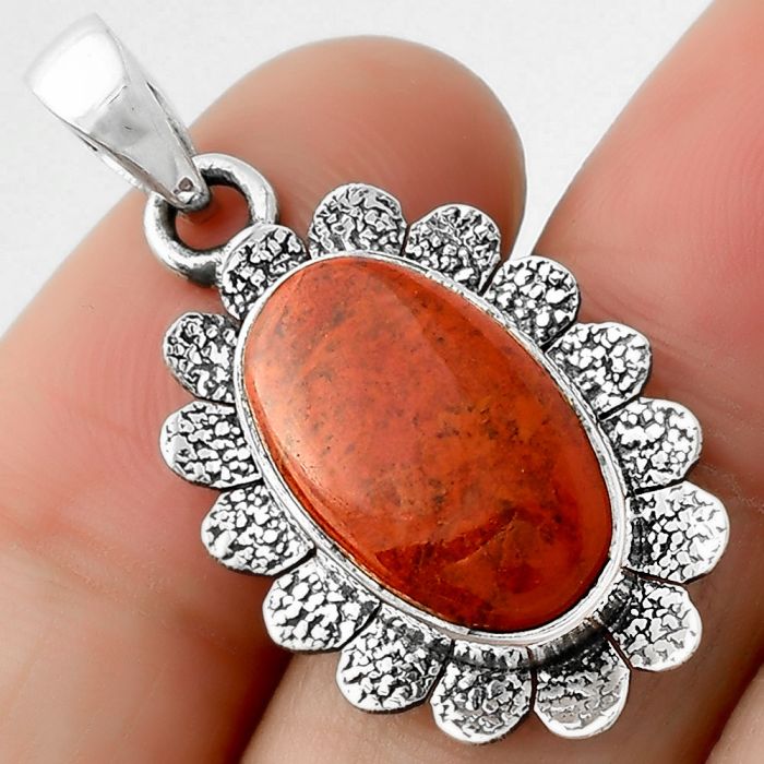 Natural Red Moss Agate Pendant SDP109678 P-1205, 10x17 mm