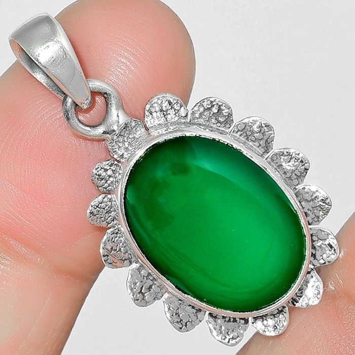 Natural Green Onyx Pendant SDP109708 P-1205, 13x18 mm