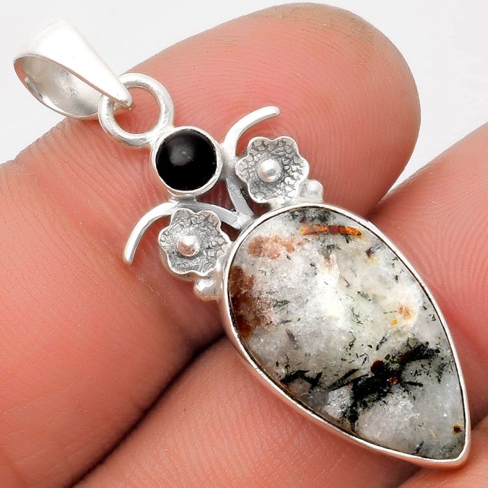 Astrophyllite - Russia & Black Onyx Pendant SDP109767 P-1695, 12x20 mm