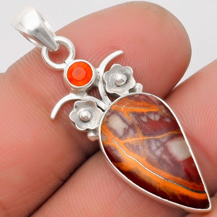 Natural Noreena Jasper & Carnelian Pendant SDP109778 P-1695, 11x20 mm