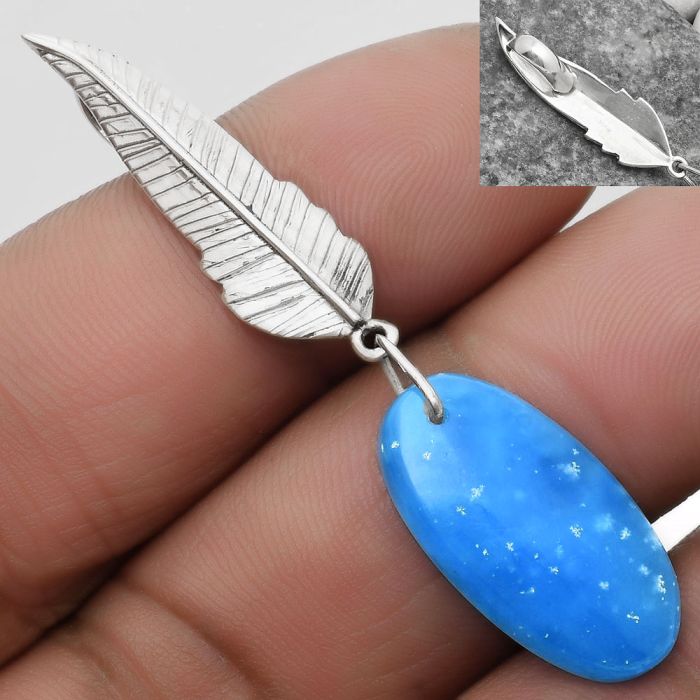 Feather - Natural Smithsonite Pendant SDP109844 P-1280, 11x22 mm