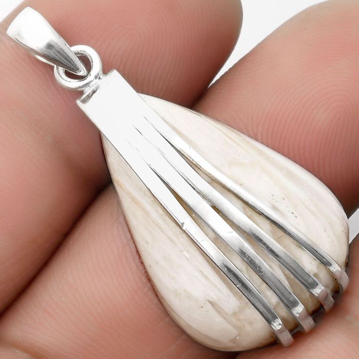 Natural White Scolecite Pendant SDP109903 P-1302, 19x29 mm