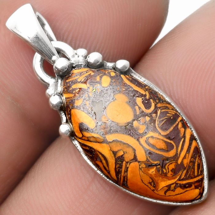 Natural Coquina Fossil Jasper - India Pendant SDP109931 P-1349, 12x22 mm