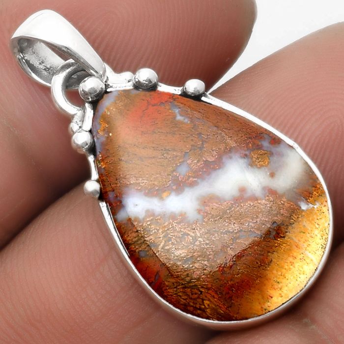 Natural Red Moss Agate Pendant SDP109937 P-1349, 17x23 mm