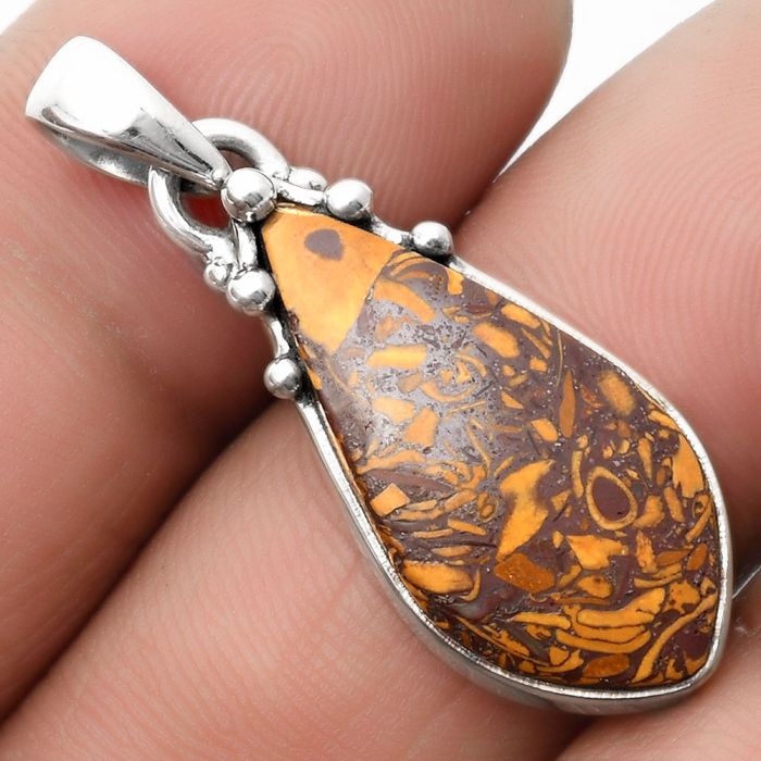 Natural Coquina Fossil Jasper - India Pendant SDP109952 P-1349, 12x24 mm