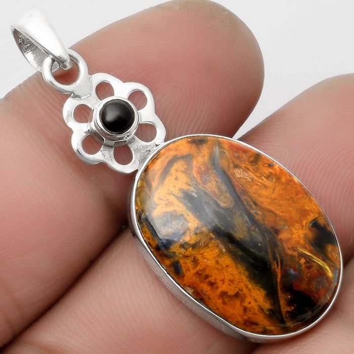 Pietersite - Namibia & Black Onyx Pendant SDP109997 P-1634, 17x24 mm