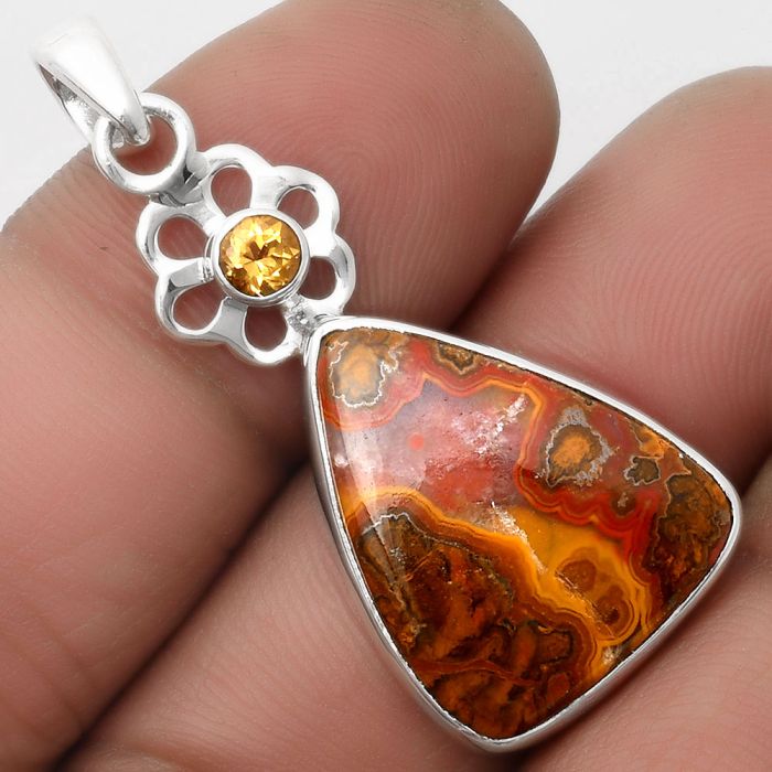 Rare Cady Mountain Agate & Citrine Pendant SDP110002 P-1634, 17x21 mm