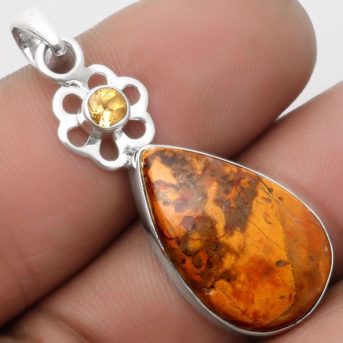 Rare Cady Mountain Agate & Citrine Pendant SDP110003 P-1634, 14x23 mm