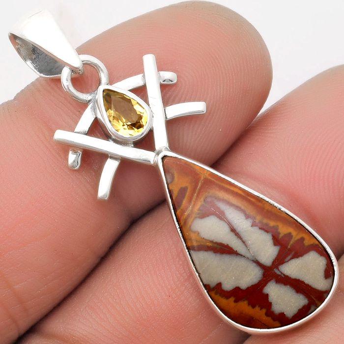 Natural Noreena Jasper & Citrine Pendant SDP110094 P-1046, 12x22 mm