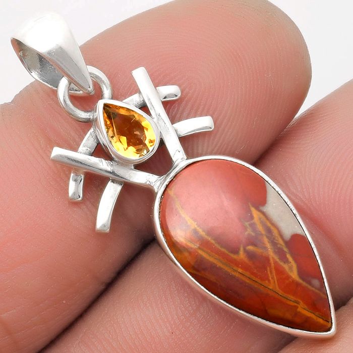 Natural Noreena Jasper & Citrine Pendant SDP110111 P-1046, 11x20 mm