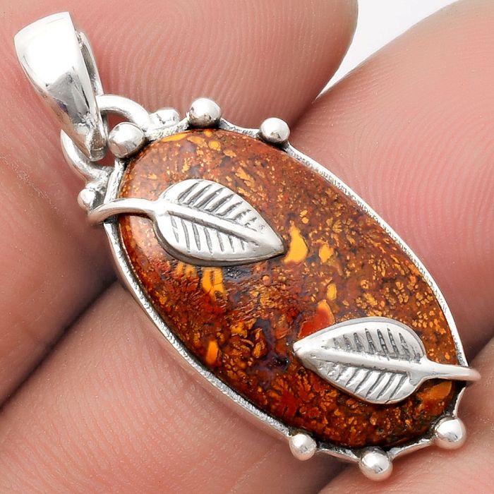 Natural Red Moss Agate Pendant SDP110156 P-1226, 13x23 mm