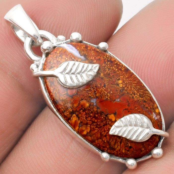 Natural Red Moss Agate Pendant SDP110176 P-1226, 13x23 mm