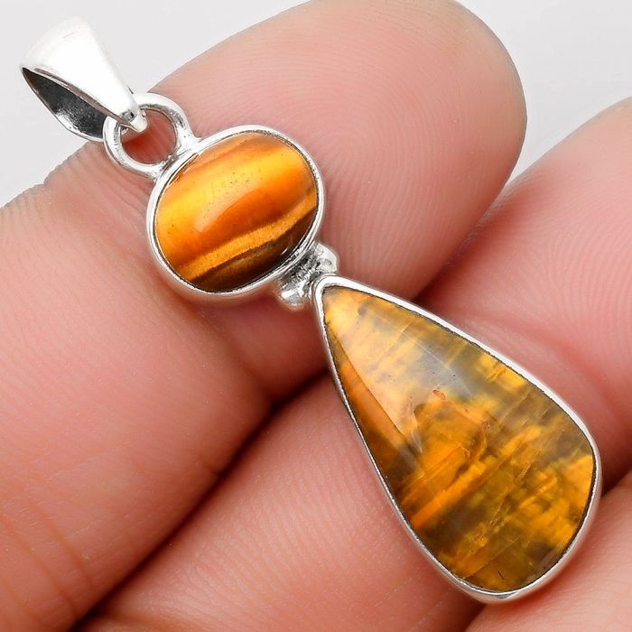 Natural Nellite & Tiger Eye Pendant SDP110278 P-1077, 11x20 mm