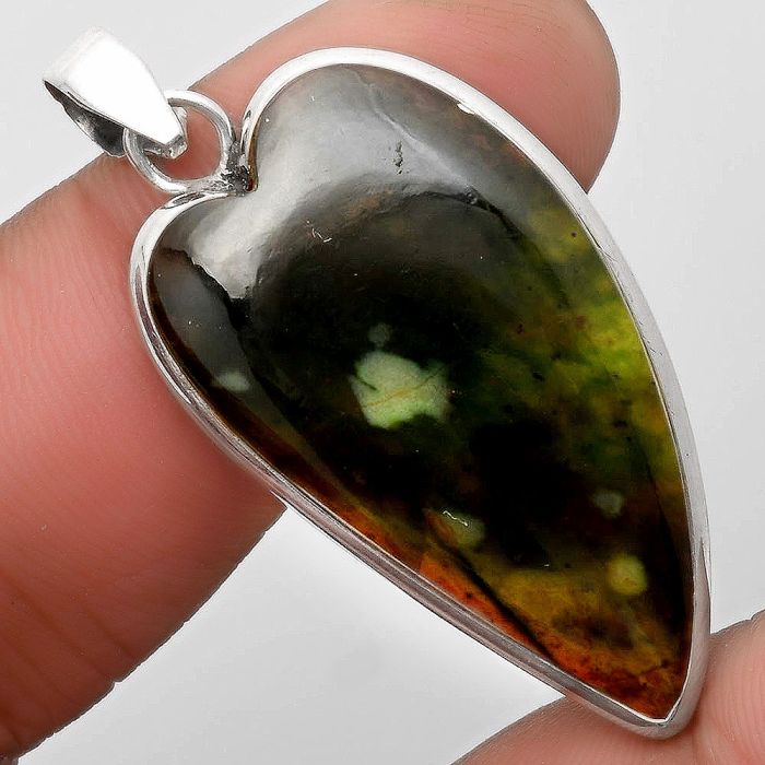 Valentine Gift Heart Natural Chrome Chalcedony Pendant SDP110317 P-1043, 20x36 mm