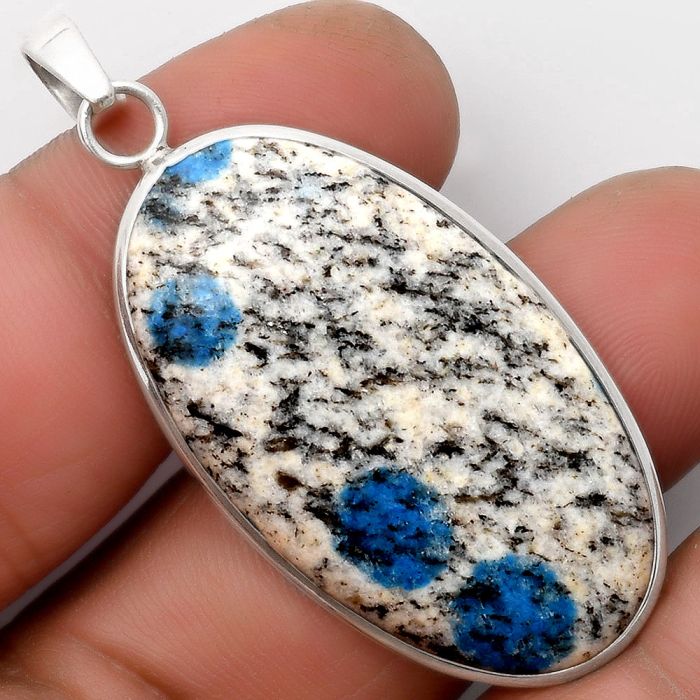 Natural K2 Blue - Azurite In Quartz Pendant SDP110368 P-1001, 22x39 mm