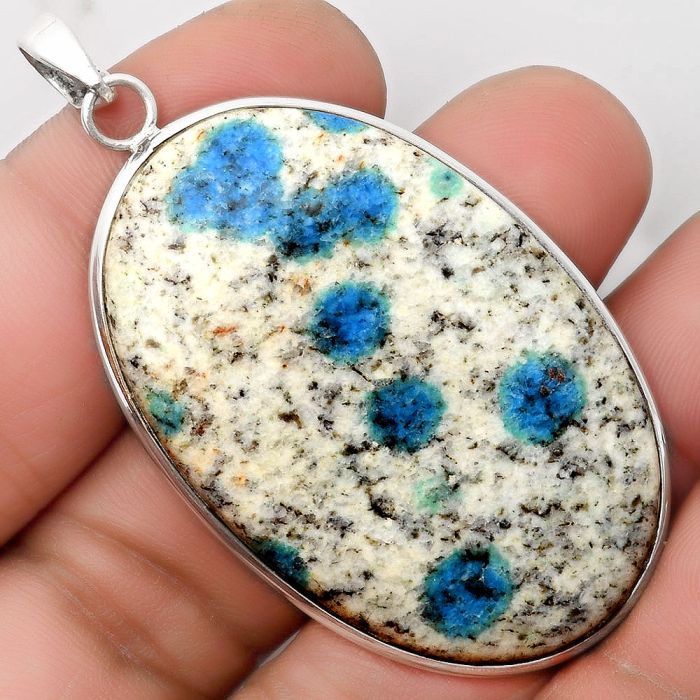 Natural K2 Blue - Azurite In Quartz Pendant SDP110378 P-1001, 31x46 mm