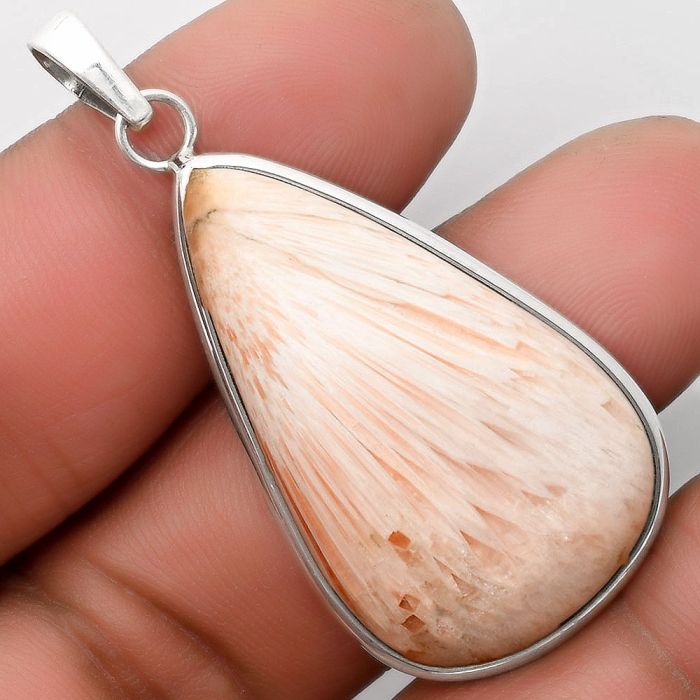 Natural Orange Scolecite - India Pendant SDP110381 P-1001, 22x37 mm