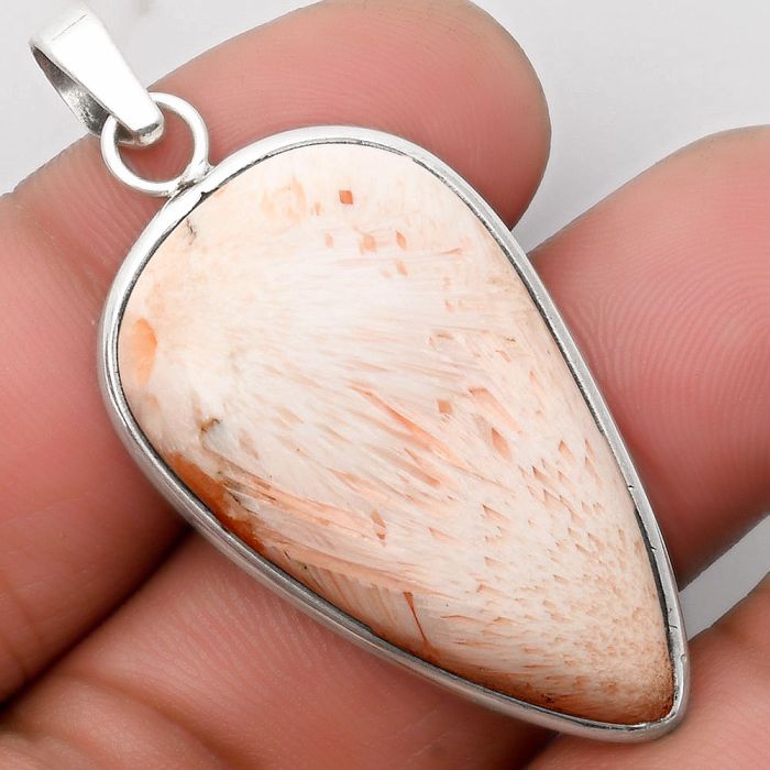 Natural Orange Scolecite - India Pendant SDP110385 P-1001, 20x35 mm