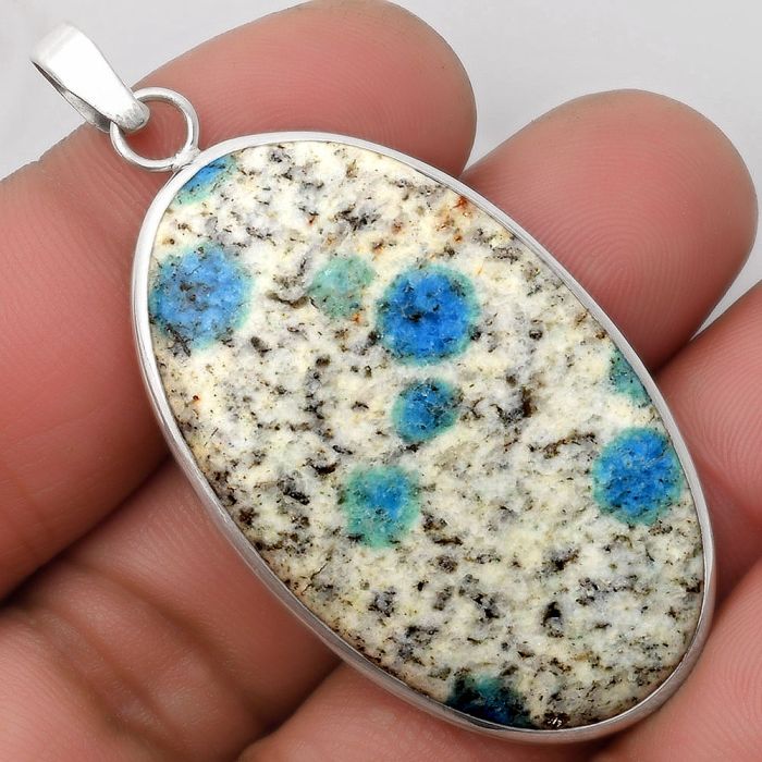 Natural K2 Blue - Azurite In Quartz Pendant SDP110386 P-1001, 26x42 mm