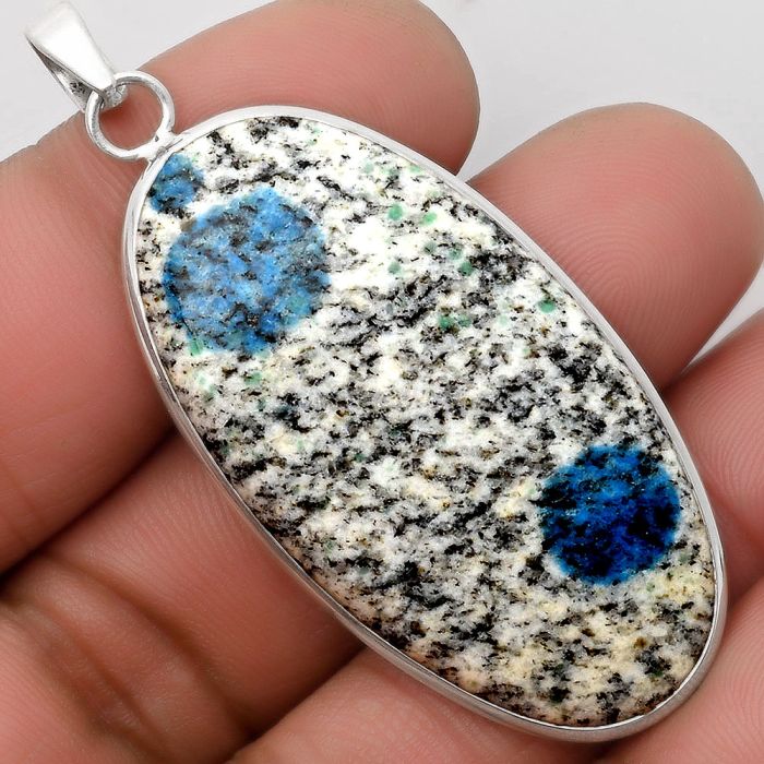 Natural K2 Blue - Azurite In Quartz Pendant SDP110395 P-1001, 24x45 mm