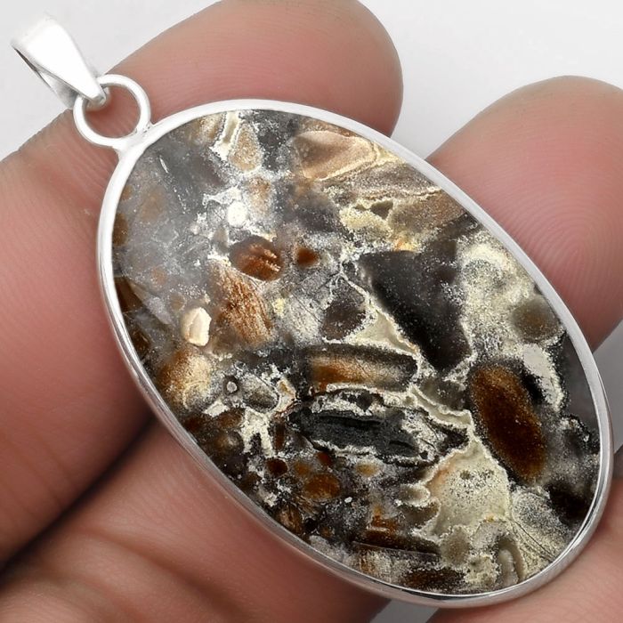 Natural Tabu Jasper Pendant SDP110417 P-1001, 25x40 mm