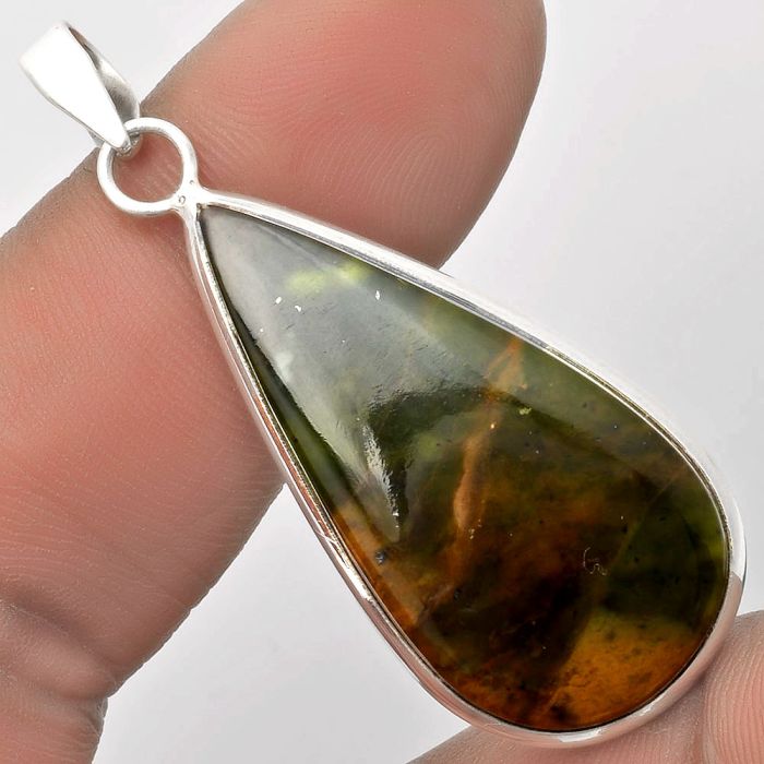 Natural Chrome Chalcedony Pendant SDP110547 P-1001, 18x36 mm