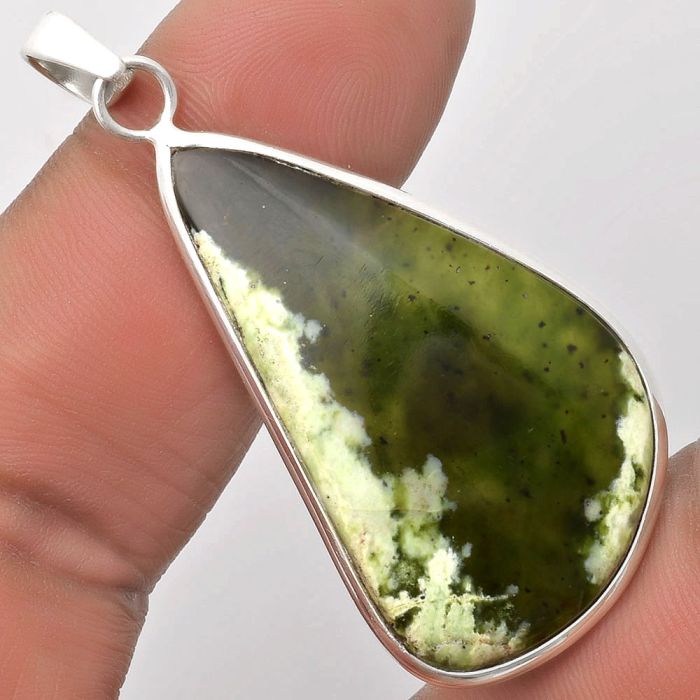 Natural Chrome Chalcedony Pendant SDP110570 P-1001, 22x39 mm