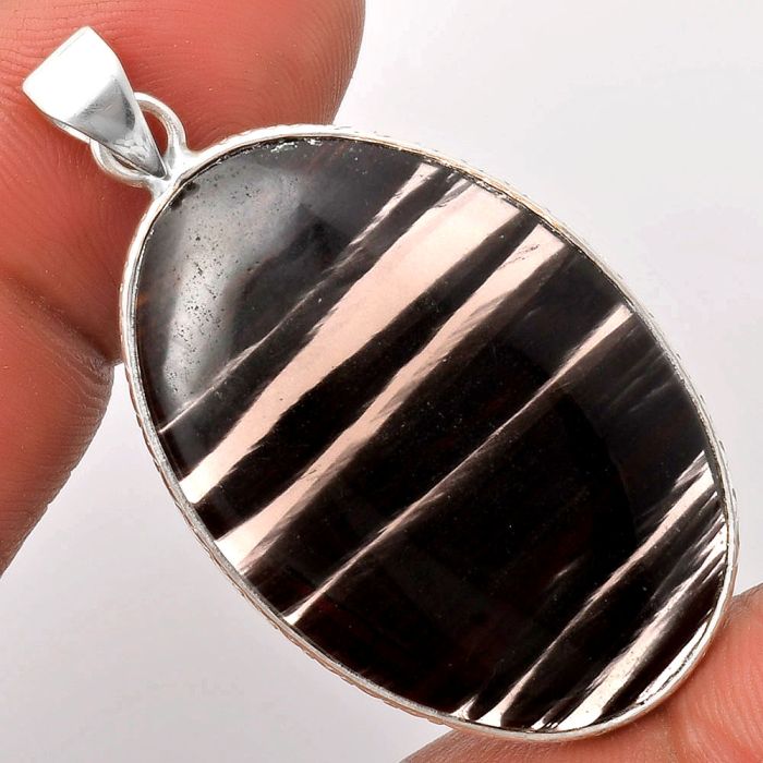 Natural Black Lace Obsidian Pendant SDP110606 P-1053, 23x34 mm