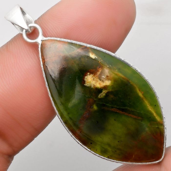 Natural Chrome Chalcedony Pendant SDP110916 P-1053, 21x39 mm