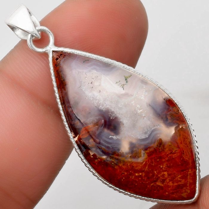 Natural Red Brecciated Jasper Pendant SDP111028 P-1053, 18x34 mm