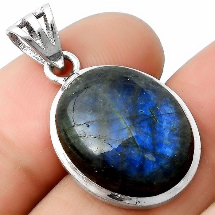 Blue Fire Labradorite - Madagascar Pendant SDP111070 P-1002, 14x18 mm