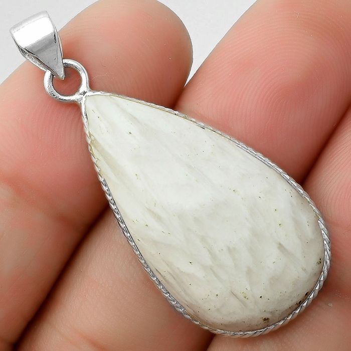 Natural White Scolecite Pendant SDP111253 P-1053, 17x31 mm