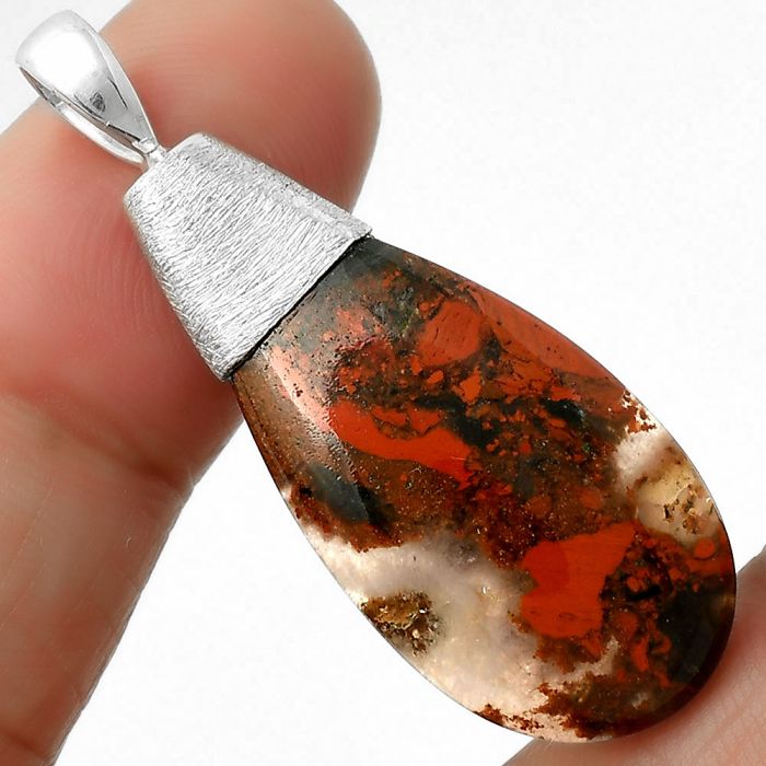 Natural Red Brecciated Jasper Pendant SDP111401 P-1016, 16x28 mm