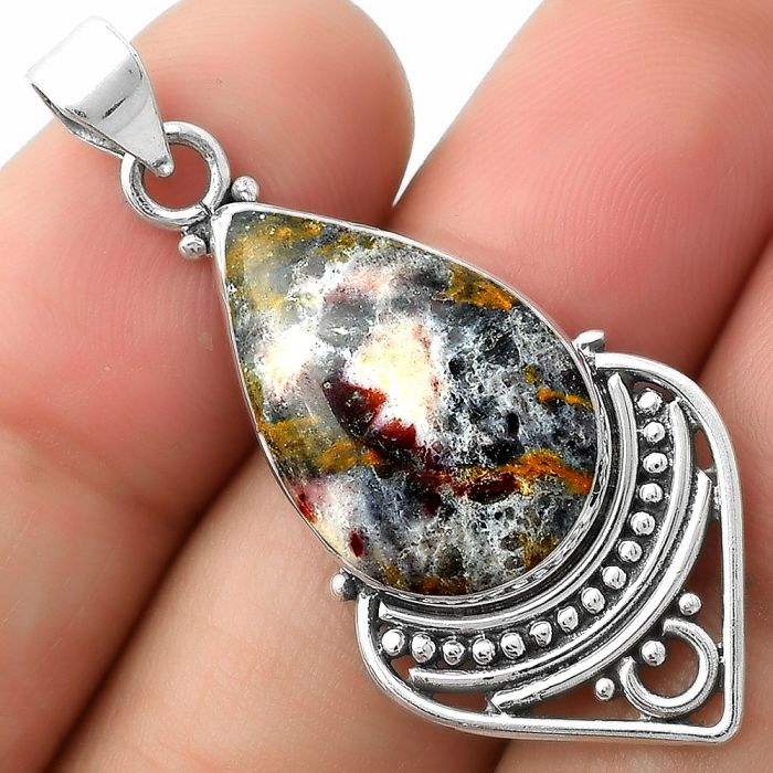 Natural Indian Blanket Jasper Pendant SDP111457 P-1164, 14x20 mm