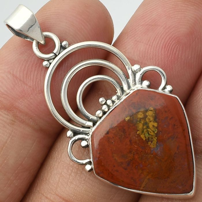 Natural Red Moss Agate Pendant SDP111502 P-1541, 18x19 mm