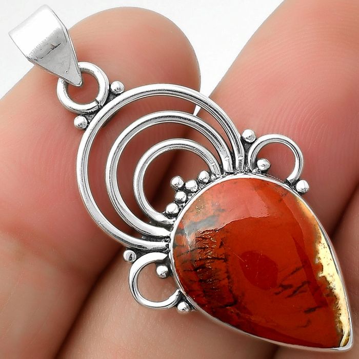 Natural Red Moss Agate Pendant SDP111518 P-1541, 13x19 mm