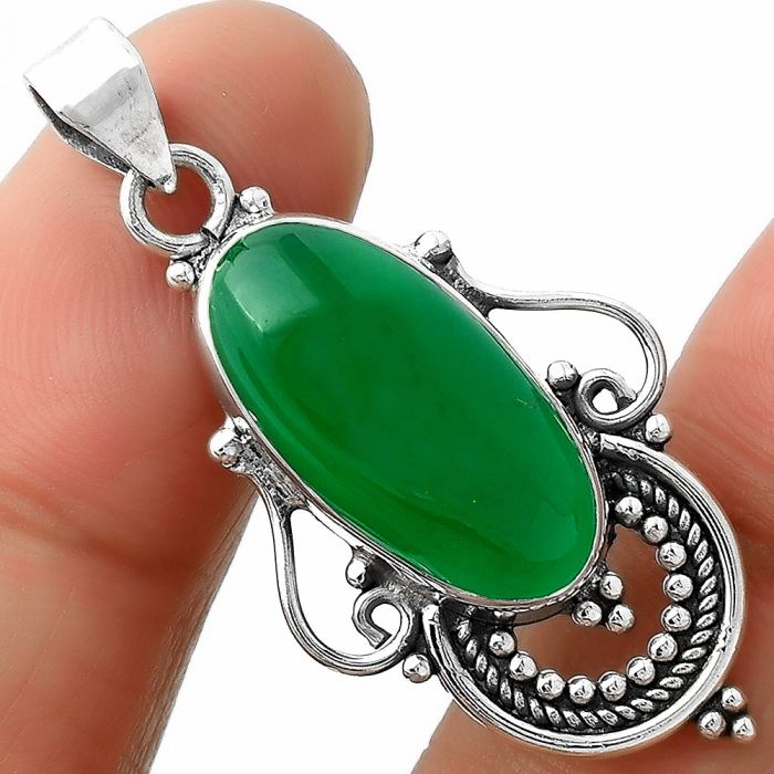 Natural Green Onyx Pendant SDP111552 P-1275, 10x20 mm