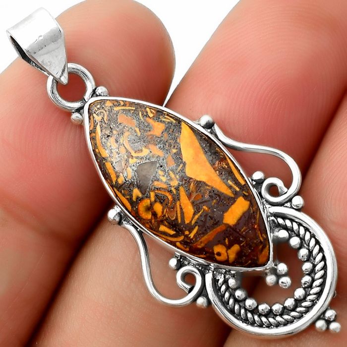 Natural Coquina Fossil Jasper - India Pendant SDP111571 P-1275, 11x23 mm