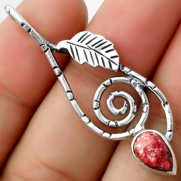 Spiral - Natural Pink Thulite - Norway Pendant SDP111661 P-1270, 6x9 mm