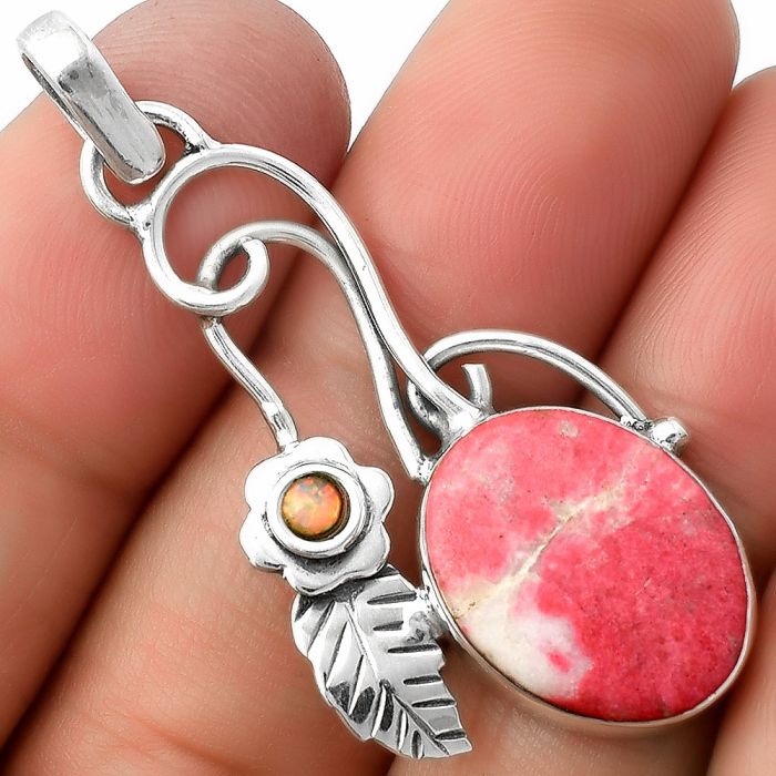 Southwest - Pink Thulite & Fire Opal Pendant SDP111694 P-1256, 13x17 mm