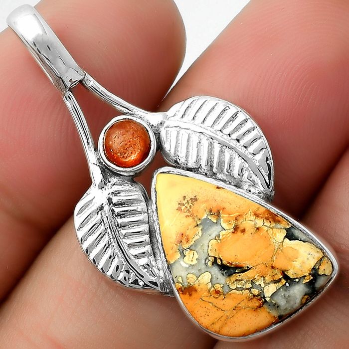 Maligano Jasper - Indonesia & Sunstone Pendant SDP111731 P-1416, 12x17 mm