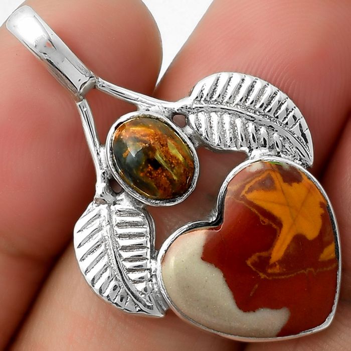 Valentine Gift Heart Noreena Jasper & Pietersite Pendant SDP111745 P-1416, 15x16 mm