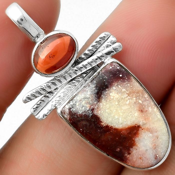 Natural Indian Blanket Jasper & Garnet Pendant SDP111810 P-1268, 13x18 mm