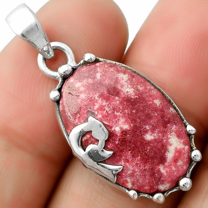 Peacock - Natural Pink Thulite - Norway Pendant SDP111822 P-1698, 14x22 mm