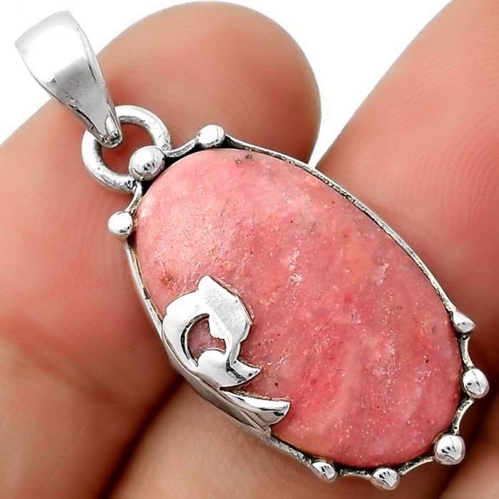 Peacock - Natural Pink Tulip Quartz Pendant SDP111824 P-1698, 14x22 mm