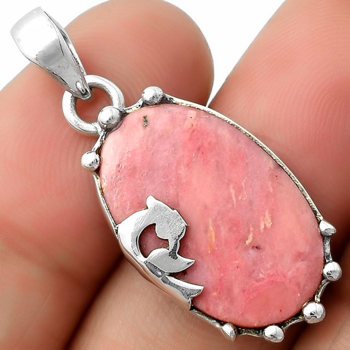 Peacock - Natural Pink Tulip Quartz Pendant SDP111827 P-1698, 14x22 mm