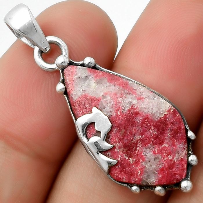 Peacock - Natural Pink Thulite - Norway Pendant SDP111834 P-1698, 14x24 mm